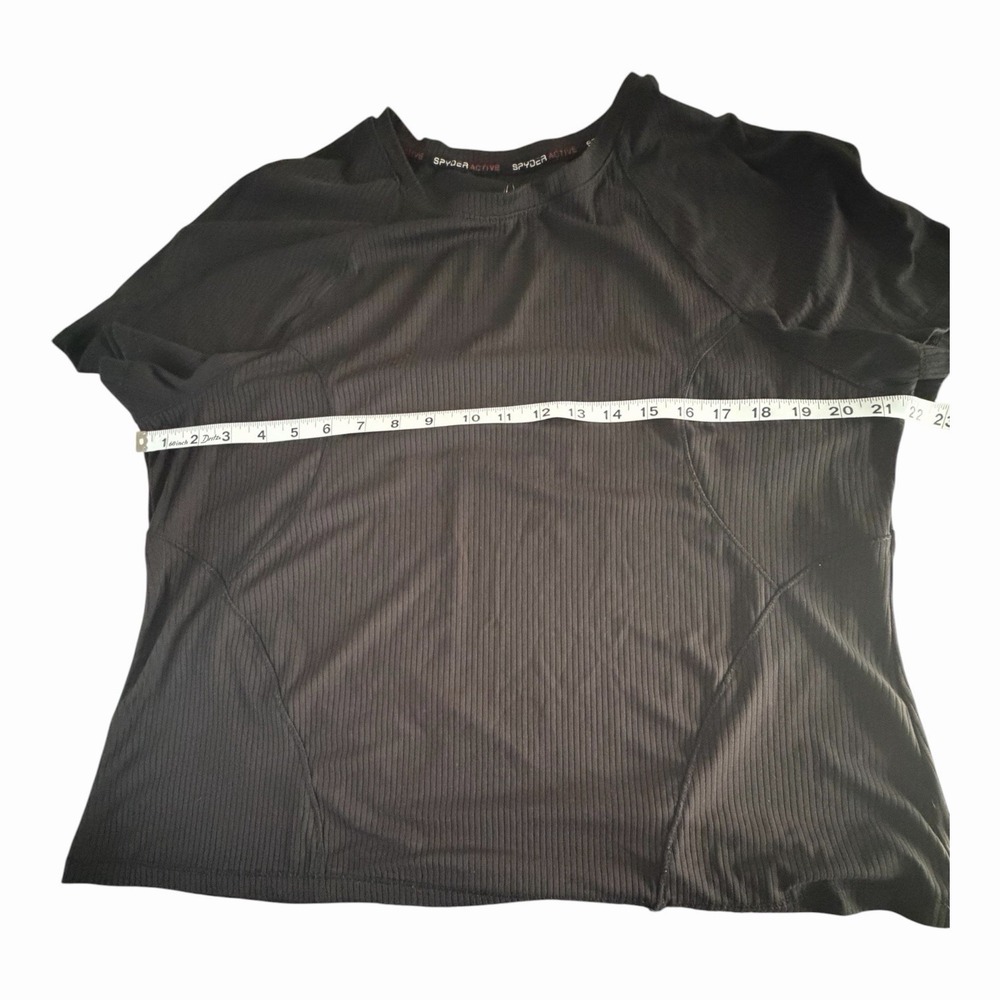 Spyder Active Ribbed Performance Tee XL Black Athleisure Gym Running Stretch - Picture 3 of 5